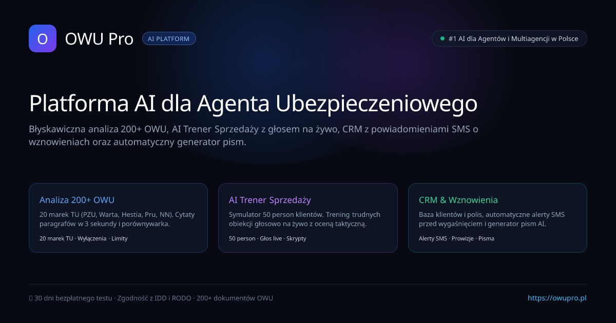 OWU Pro — AI dla agenta ubezpieczeniowego | Porównywarka OWU